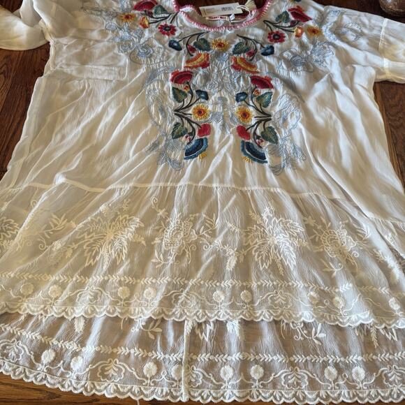 New Johnny Was Cherie Tunic Womens XXL 2X Sheer Floral Bohemian Boho Hippie Chic - Picture 12 of 16